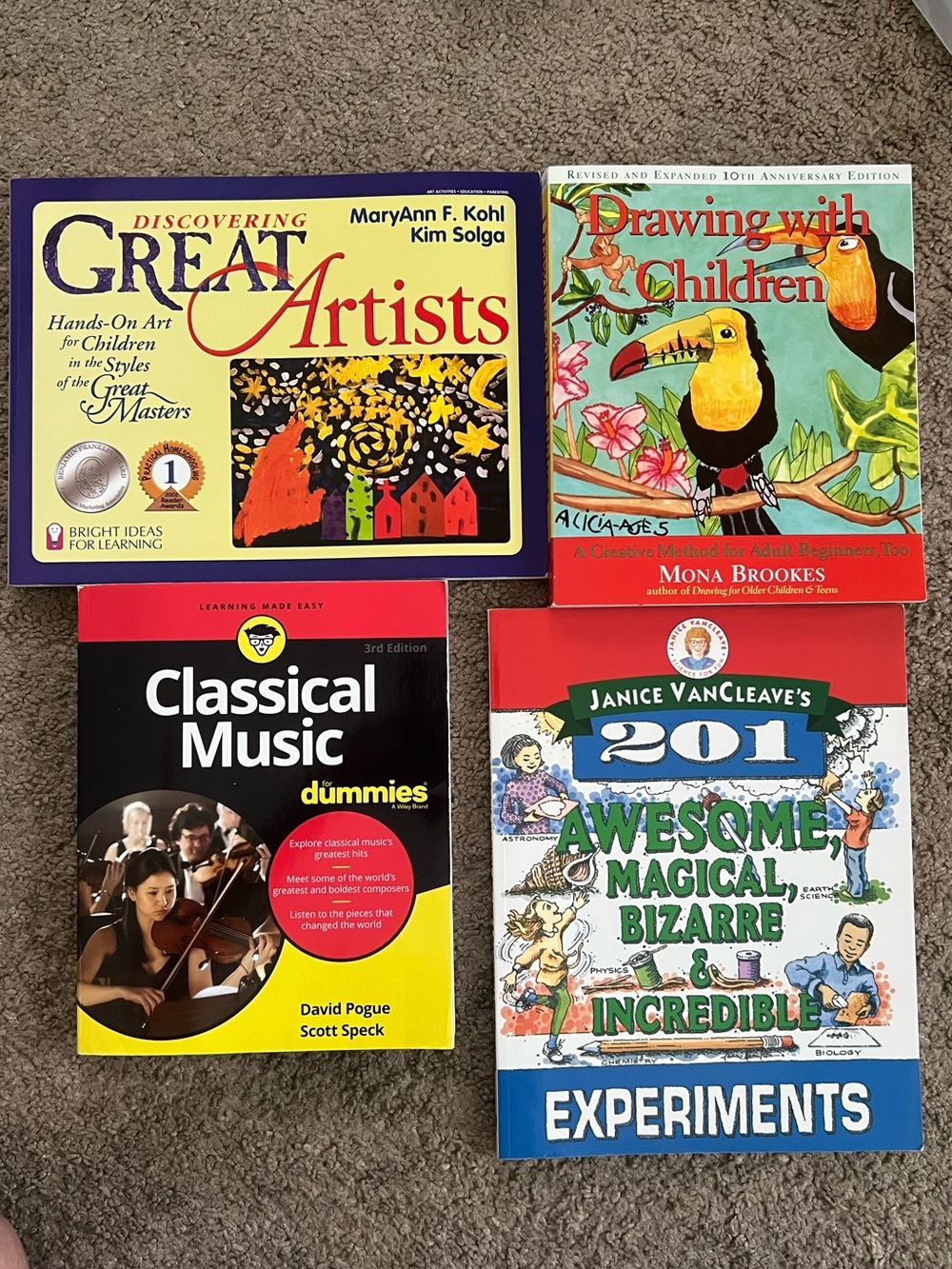 Draw w/Children, Great Artists, 201 Experiments, Classical Music-CC, Foundations